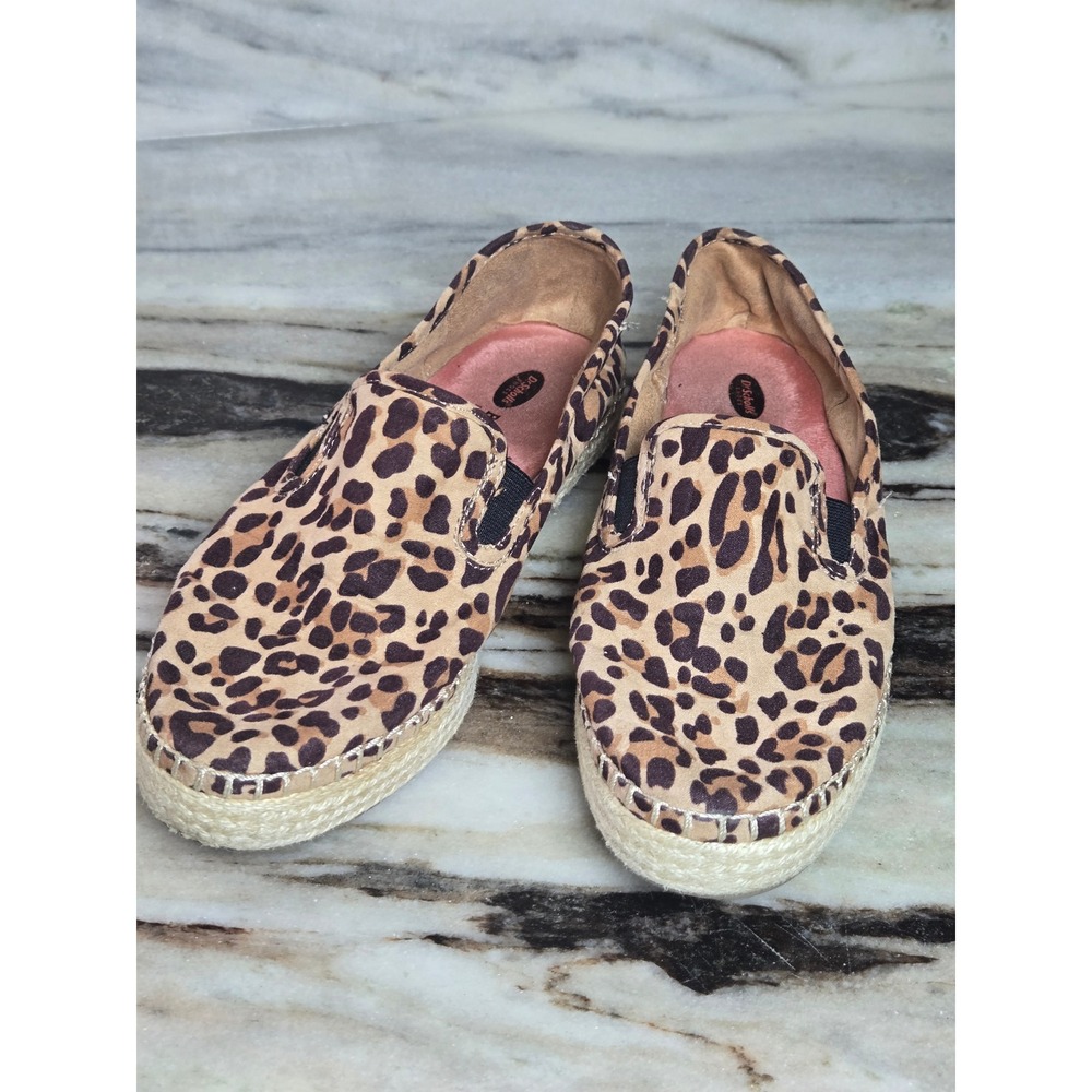 Dr. Scholls BE Energized Leopard Print Espadrille Slip On Shoes Brown Black 8.5